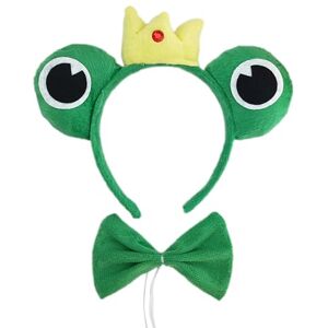 NYCEMAKEUP Cute Frog Hairband And Cartoon Animal Collar Stage Prince Headdress For Stage Skirt Bowtie Cartoon Stage Hairband Frog Halloween Costume Headband