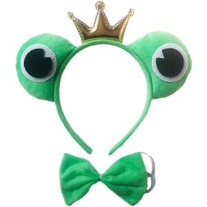 NYCEMAKEUP Cute Frog Hairband And Cartoon Animal Collar Stage Prince Headdress For Stage Skirt Bowtie Cartoon Stage Hairband Frog Halloween Costume Headband