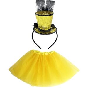 FEESHOW Kids Tulle Skirt with Mini Top Hat Headwear Gloves Stockings Suit Carnival Cosplay Costume Accessory Type E One Size