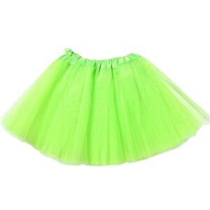 Lizzy Kids 3 Layered LED Plain, Glitter, Tutu Skirts - Light Up Tutu Skirt Halloween, Christmas, World Book Week DayFancy Dress (Neon Green)