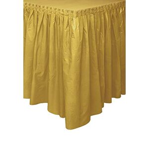 Unique Solid Gold Plastic Rectangular Table Skirt (73cm x 4 meters) 1 Count - Easy Assembly and Reusable, Elegant & Versatile Party Decor