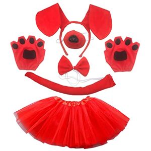 BELOWSYALER 6x Halloween Dachshund Dog Nose Ears Headband Tail Skirt Gloves Costume Set Animal Fancy Dress Up Costume Cosplay Costumes For Women Men