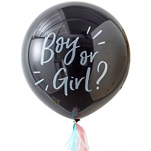 Ginger Ray Boy or Girl Giant Gender Reveal Baby Shower Confetti Balloon Decoration Black, 36 Inch