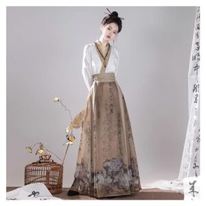 MHDZV Elegant Chinese Hanfu Women Daily Han Element New Chinese Shirt With Horse Face Skirt Set Complete Set Traditional Costume