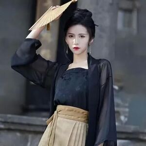 JIMINISO Chinese Black Sling Robe Horse Face Skirt 3 Piece Suit Women Ming Dynasty Princess Costume Carnival Vestidos