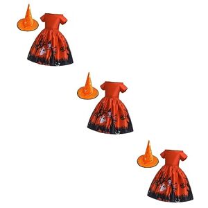 Toyvian 3pcs Cartoon Skirt Witch Cosplay Costume Masquerade Outfit Skirts for Kids Prom Suit Mini Dresses Costumes for Girls Prom Dress Girls Witch Costume Girls Dress Hat Halloween Child