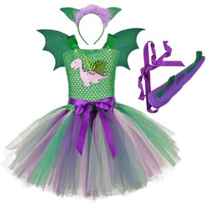 MODRYER Dinosaur Cosplay Costume Girls Animals Themed Dresses With Headgear And Tail 1~12 Years Old Child Halloween Costumes Novelty Birthday Gift,Purple-2T