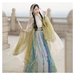 MHDZV Elegant Chinese Hanfu Women Wei Jin Wide-sleeved Flowered Fairy Skirt Waisted Ancient Dress Spring Fall Dynasty Traditional Costume