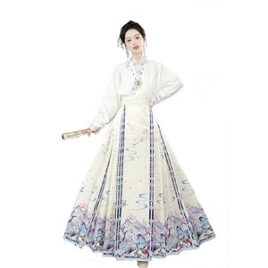 Zhongkaihua Women's Chinese Horse-Face-Skirt Costume, Pleated Floral Print, Elegant Vintage Hanfu Mamianqun, Maxi Length Swing Skirt, Casual Fashion Skirt for Adults, Han-style Outfit