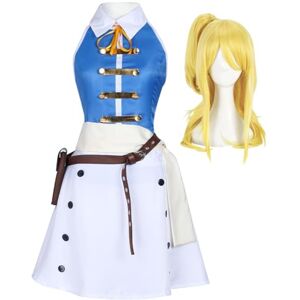 Anjinguang Anime Fairy Tail Cosplay Costume,Lucy Heartfilia Cosplay Outfit,Top Skirt Accessories Full Set,Women Halloween Fancy Dress Carnival Party Role Play Uniform