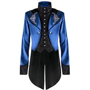 Beokeuioe Medieval Steampunk Jacket Victorian Skirt Men's Gothic Steampunk Vintage Tailcoat Jacket Uniform Vampire Duke Carnival Halloween Cosplay Costume