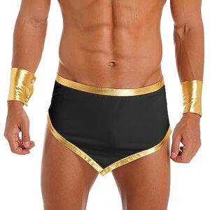 Yihuimin Adult Men Ancient Greek Mini Skirts with Cuff Roman Warrior Wrestling Costume for Halloween Black XL