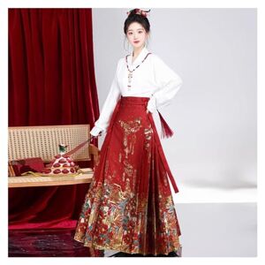 MHDZV Elegant Chinese Hanfu Women New Chinese Red Horse Face Skirt Engagement Toast Dress Set Winter Complete Set Traditional Costume