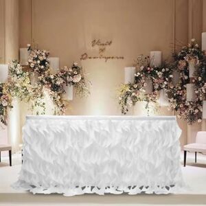 JTZYM 4-14FT Wave Shaped Mesh Fluffy Tutu Tulle Table Skirt Chiffon Table Skirt Wedding For Baby Shower Party Ruffle Pleated Table Skirt