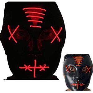 SHATCHI LED Stitched Purge Halloween Scary Mask Flashing Colourful Rave Full Face Mask Cosplay Glow for Halloween Bonfire Scary Mask Flashing Colourful Rave Full Face Silver Mask Cosplay Glow for Halloween Bo