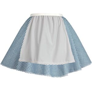 The Dragons Den Ladies 15" Blue Gingham Skater Skirt With Attached Apron Dorothy Country Girl World Book Day Fancy Dress [Standard]