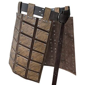 HiiFeuer Medieval Faux Leather Thigh Armor, Retro Double Sides Waist Armor With Belt, Mercenary&Knights Skirt Armor (Brown A)