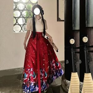 JIMINISO Jingwei Reclamation Print Suit Traditional Robe Sling Horse Face Skirt Halloween Cosplay Costumes