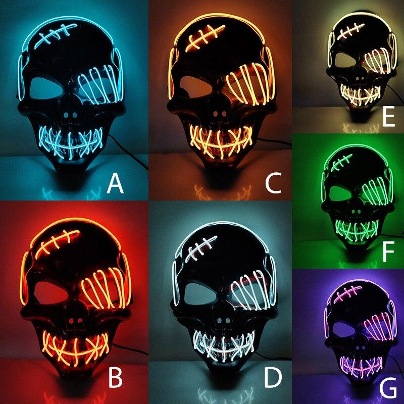 Bestseller Mask Cosplay Costume Halloween Props with LED Light Glowing in The Dark Skull