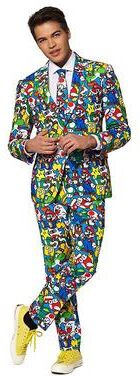 OppoSuits Men's OppoSuits Slim-Fit Super Mario Suit & Tie Set, Size: 38 - Regular, Multicolor