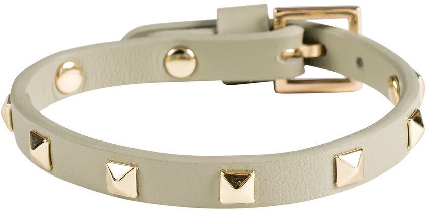 DARK Leather Stud Bracelet Mini ─ Faded Army With Gold