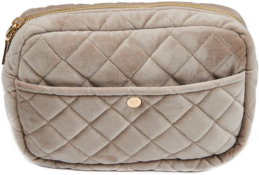 Fan Palm Beauty Bag Quilted Velvet Medium – Camel