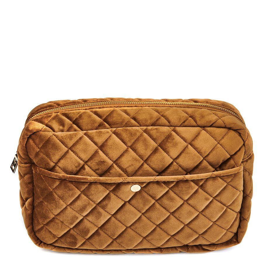 Fan Palm Beauty Bag Quilted Velvet Large – Cognac