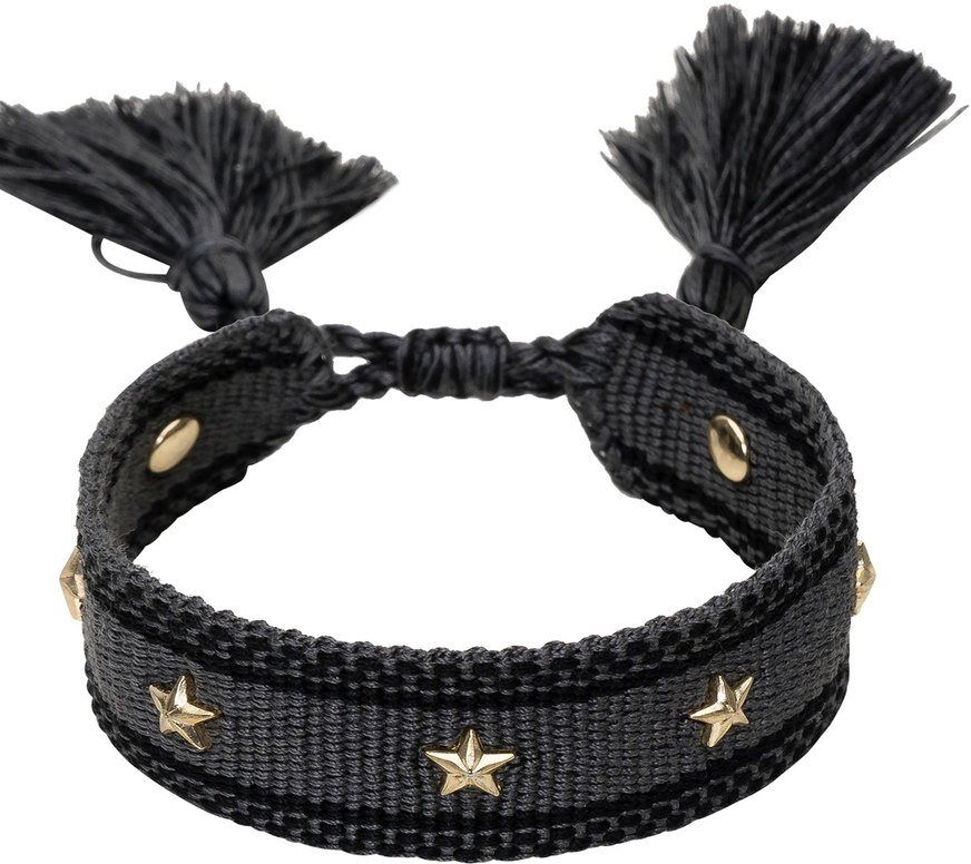 DARK Woven Friendship Bracelet With Star Stud ─ Dark Grey