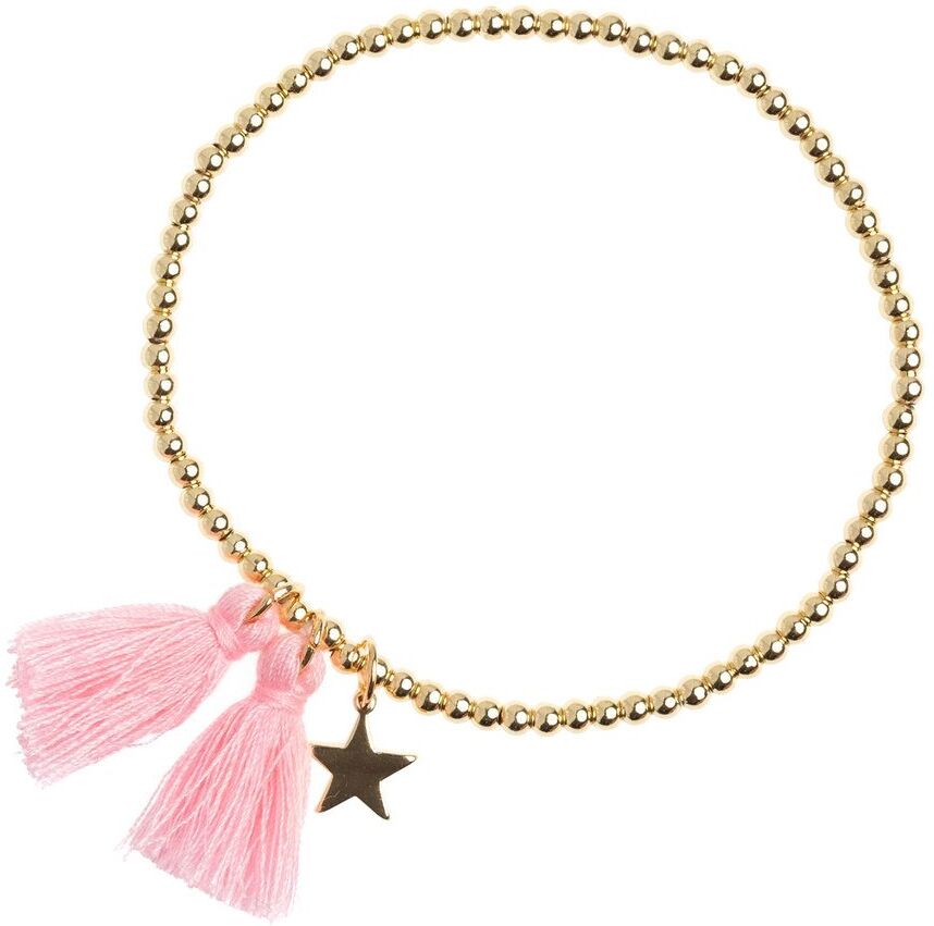 DARK Metal Bead Bracelet With Tassel ─ Blush Rose