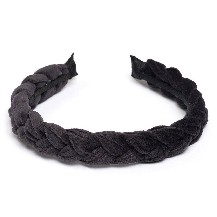 DARK Velvet Braided Hairband ─ Charcoal