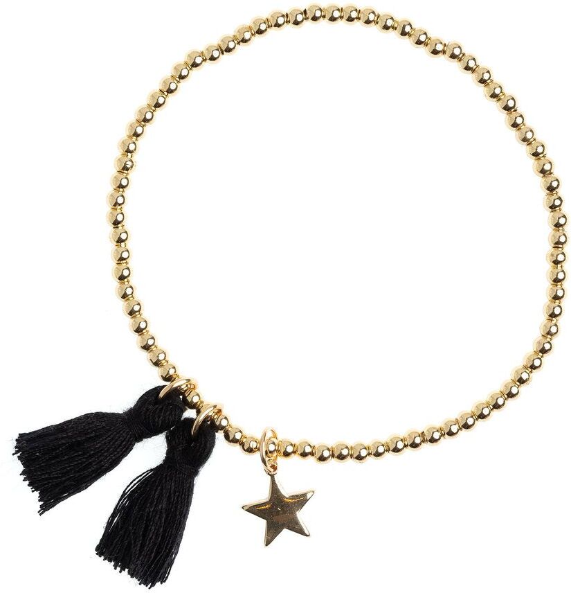 DARK Metal Bead Bracelet With Tassel ─ Black