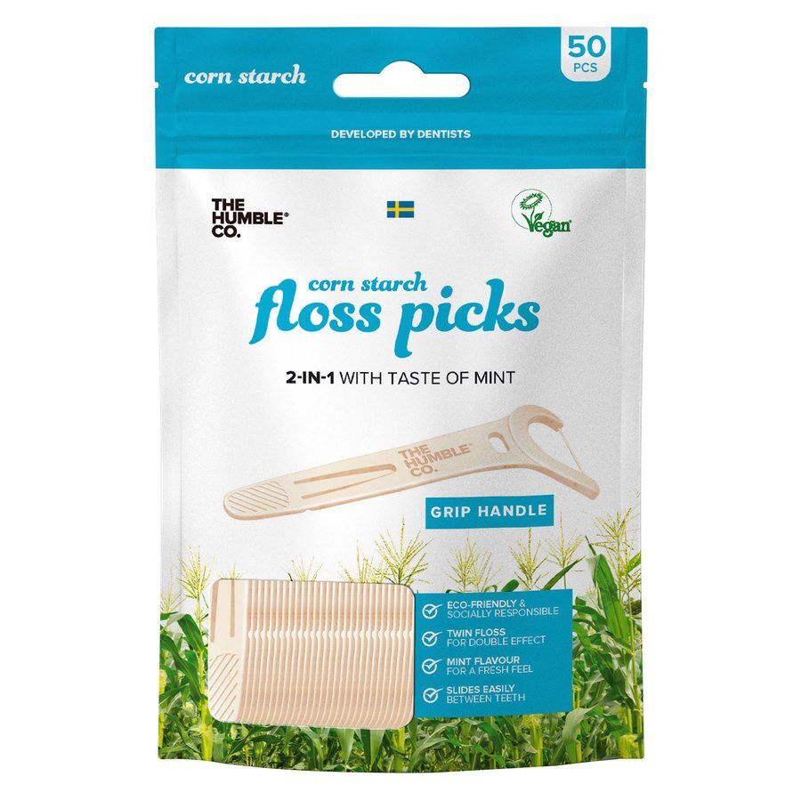 The Humble Co. The Humble Co Dental Floss Picks Mint Grip Handle 50 kpl