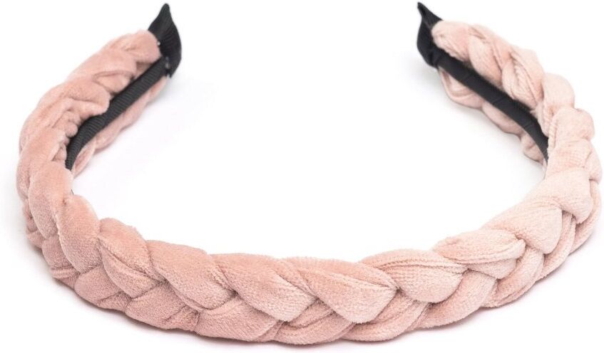 DARK Velvet Braided Hairband ─ Pale Rose