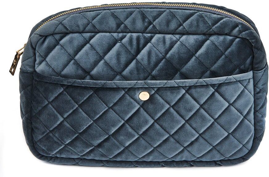 Fan Palm Beauty Bag Quilted Velvet Large – Smoke