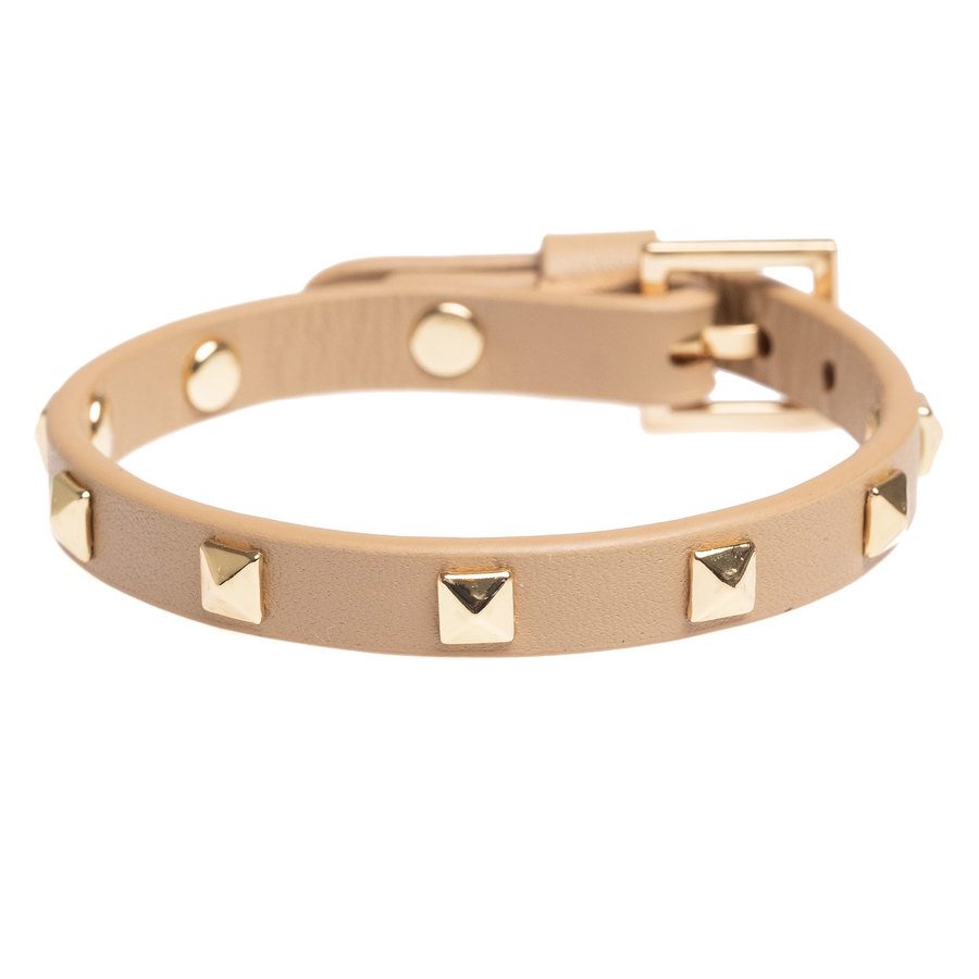 DARK Leather Stud Bracelet ─ Mini Sand With Gold