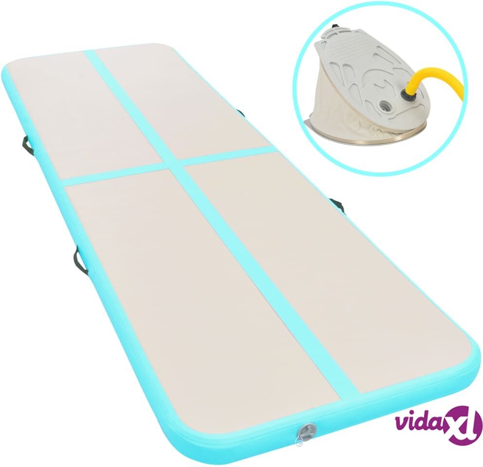 vidaXL Täytettävä voimistelumatto pumpulla 500x100x10 cm PVC vihreä