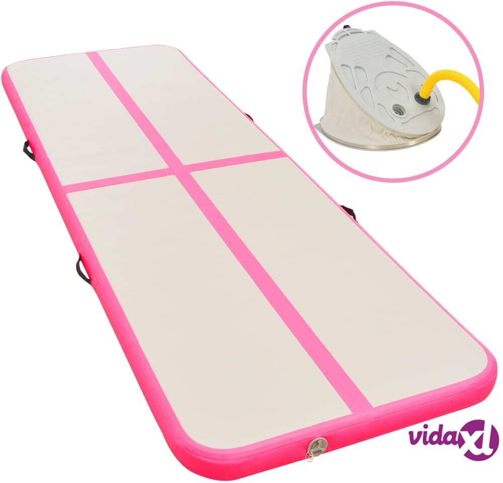 vidaXL Täytettävä voimistelumatto pumpulla 600x100x10 cm PVC pinkki