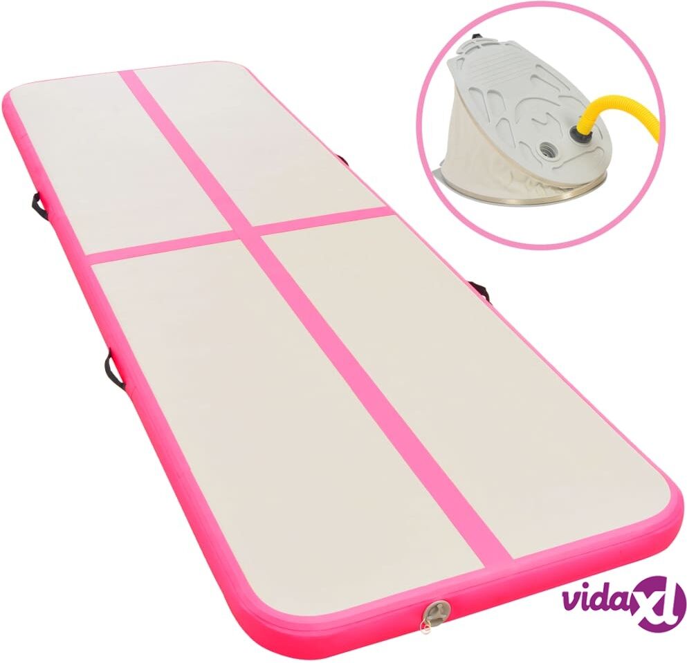 vidaXL Täytettävä voimistelumatto pumpulla 700x100x10 cm PVC pinkki