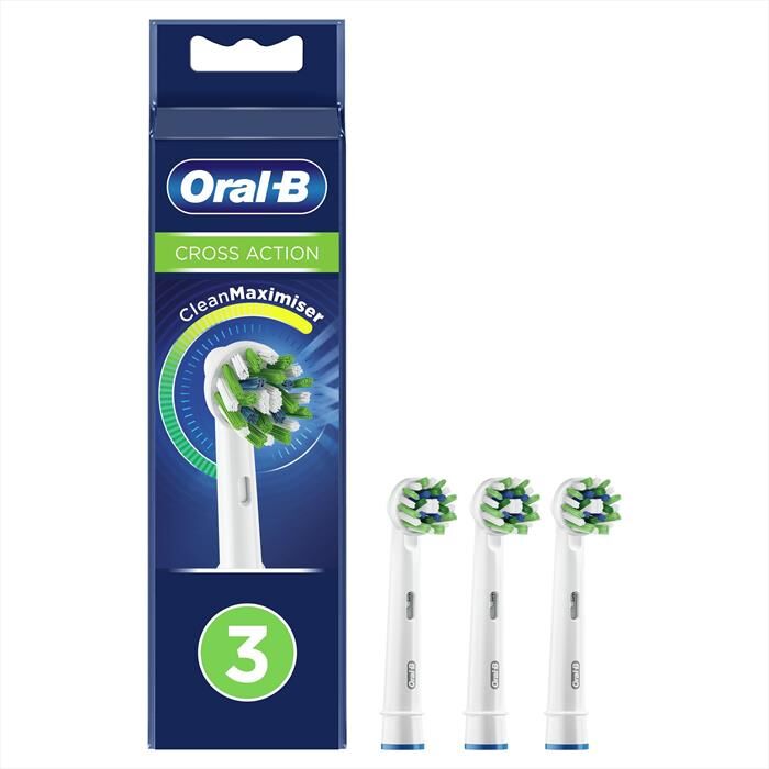 Oral-B Testine Crossaction Con Cleanmaximiser, 3 Pezzi-bianco