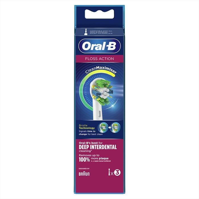 Oral-B Testine Flossaction Con Cleanmaximiser, 3 Pezzi-bianco