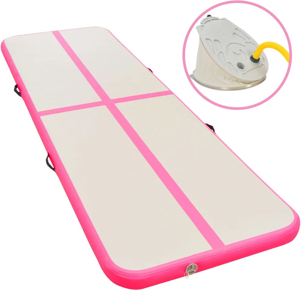 vidaXL Oppblåsbar gymnastikkmatte med pumpe 800x100x10 cm PVC rosa