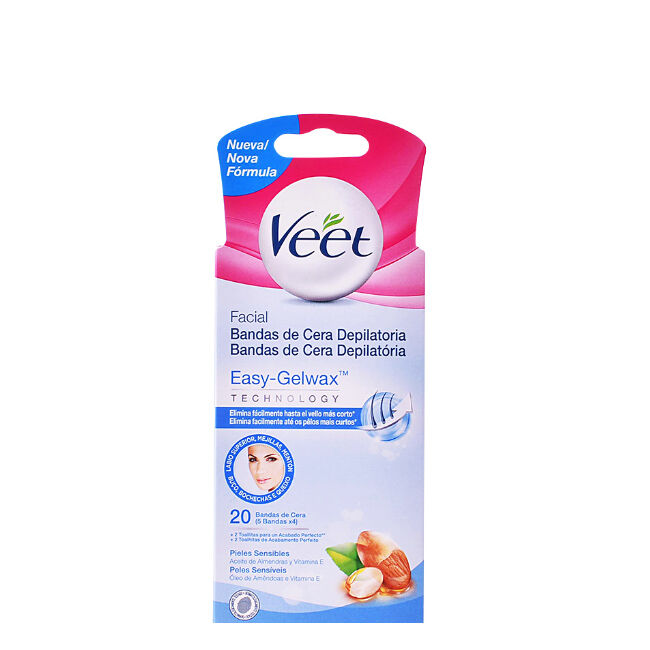 Veet Bandas de Cera Depilatórias Rosto Pele Sensível 20unid.