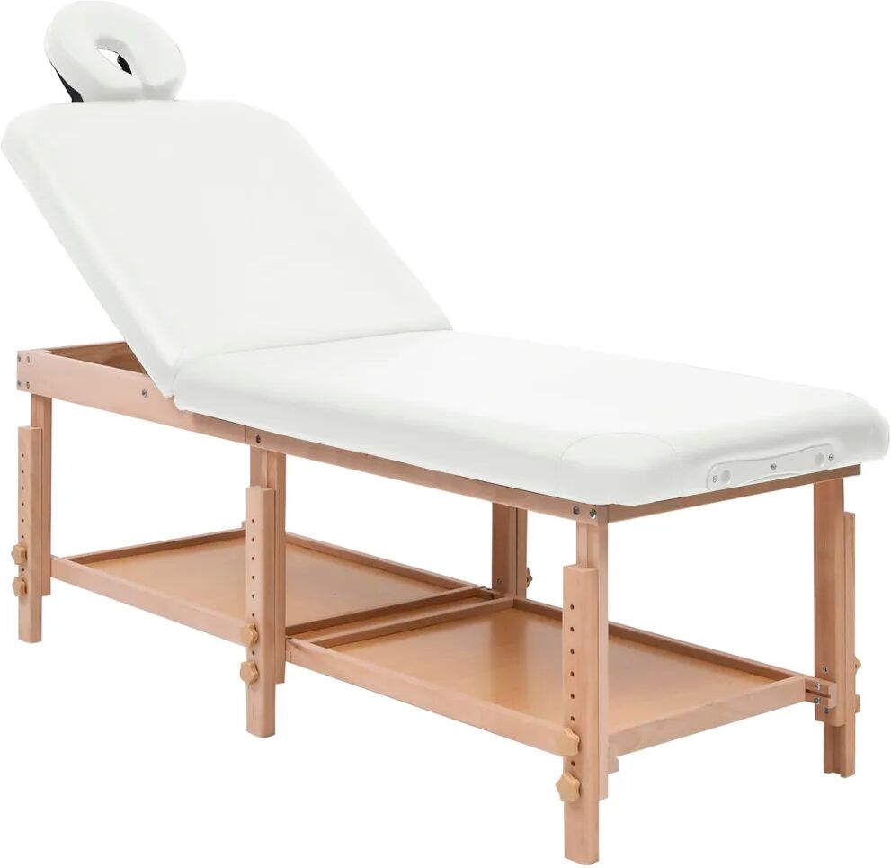 vidaXL Mesa de massagens com 2 zonas couro artificial branco