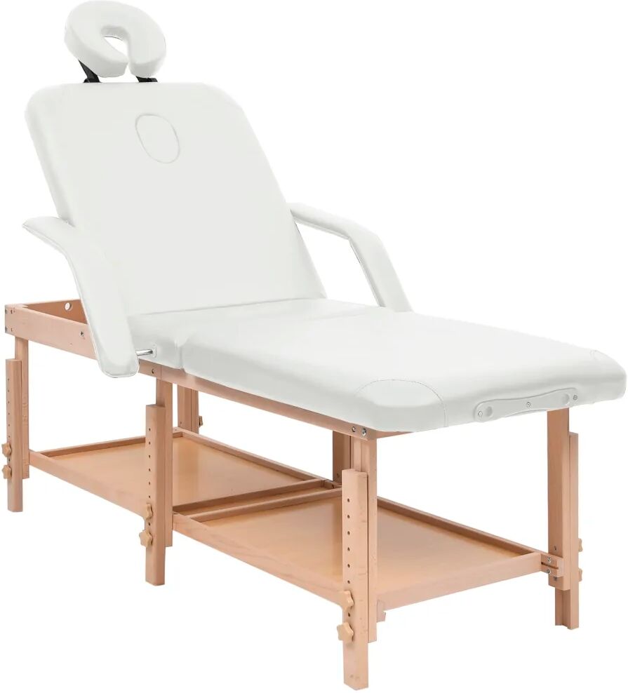 vidaXL Mesa de massagens com 3 zonas couro artificial branco