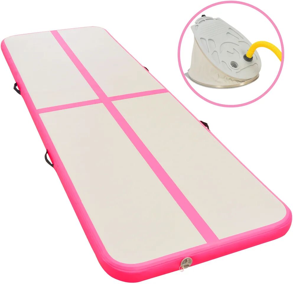 vidaXL Uppblåsbar gymnastikmatta med pump 500x100x10 cm PVC rosa