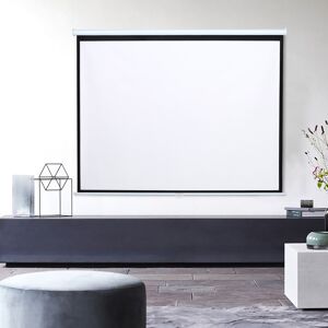Living And Home (60 in) Projector Screen Manual Pull Down Wall Mounted Matt White Home Cinema
