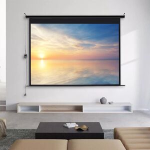 Living And Home 92" Electric Pull-Down Projector Screen 4:3 White Matte Home Cinema