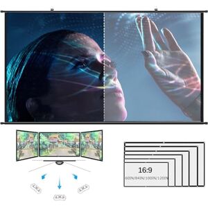 CHDGSJ 100" Projector Screen,Wall or Ceiling mountable 16:9 4K HD Outdoor Indoor Projection Screen for Home Theatre Office Presentation(Milk silk,100IN)