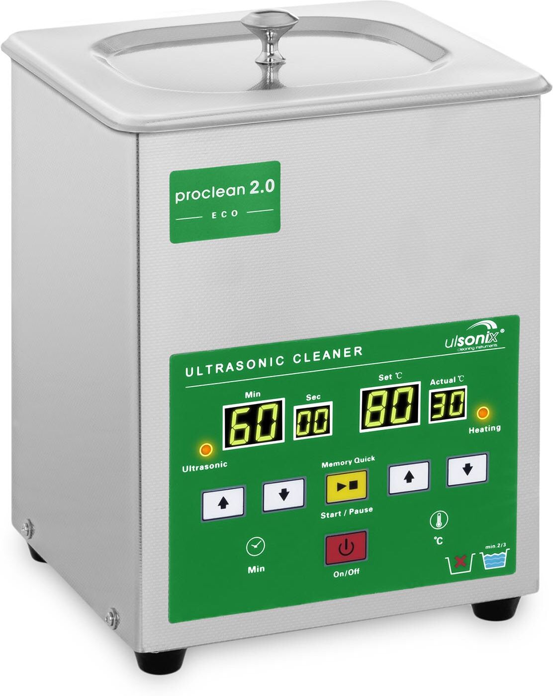 ulsonix Ultraäänipesuri - 2 litraa - 60 W - Memory Quick Eco