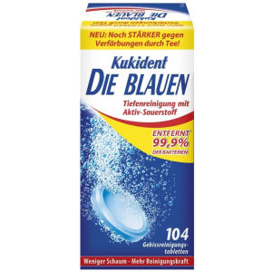 Reckitt Benckiser Deutschland GmbH Kukident Die Blauen Reinigungstabletten, Tiefenreinigung mit Aktiv-Sauerstoff, 1 Packung = 104 Tabletten